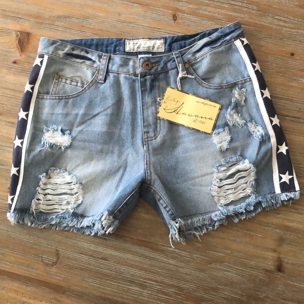 💋Vintage Havana Denim & Stars Boyfriend Shorts